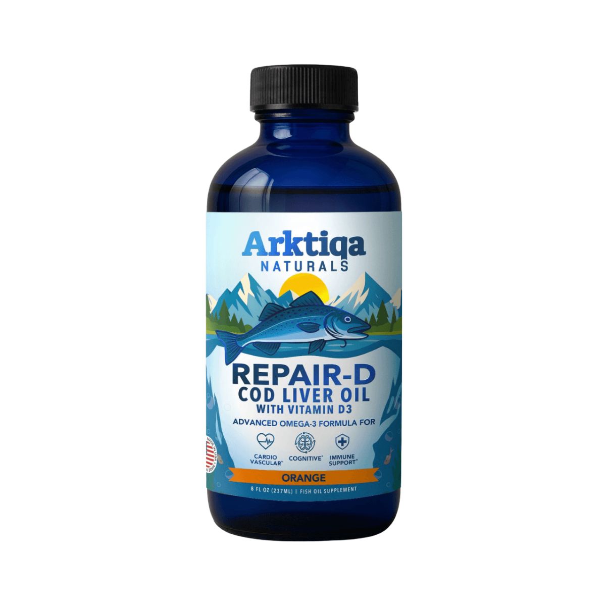 Omega 3 Repair D Cod Liver Oil Naranja 237 Ml Arktiqa Naturals