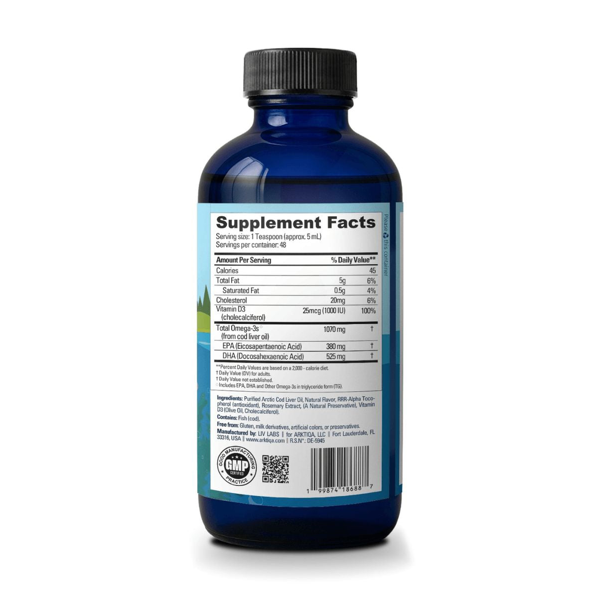Omega 3 Repair D Cod Liver Oil Naranja 237 Ml Arktiqa Naturals