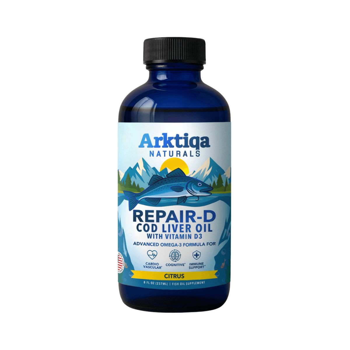 Omega 3 Repair D Cod Liver Oil Limon 237 Ml Arktiqa Naturals
