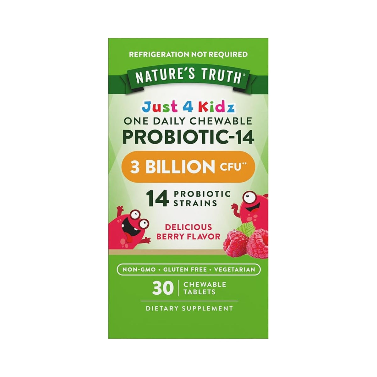 Probioticos Kids 3 Billones CFU 14 Cepas 30 Capsulas Natures Truth
