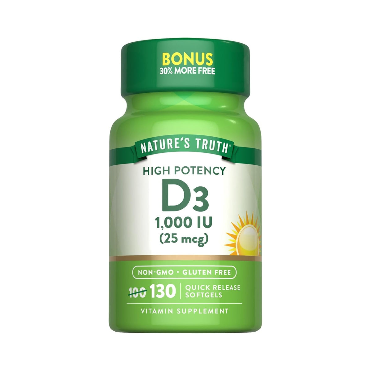 Vitamina D3 1000 UI 130 Capasulas Natures Truth