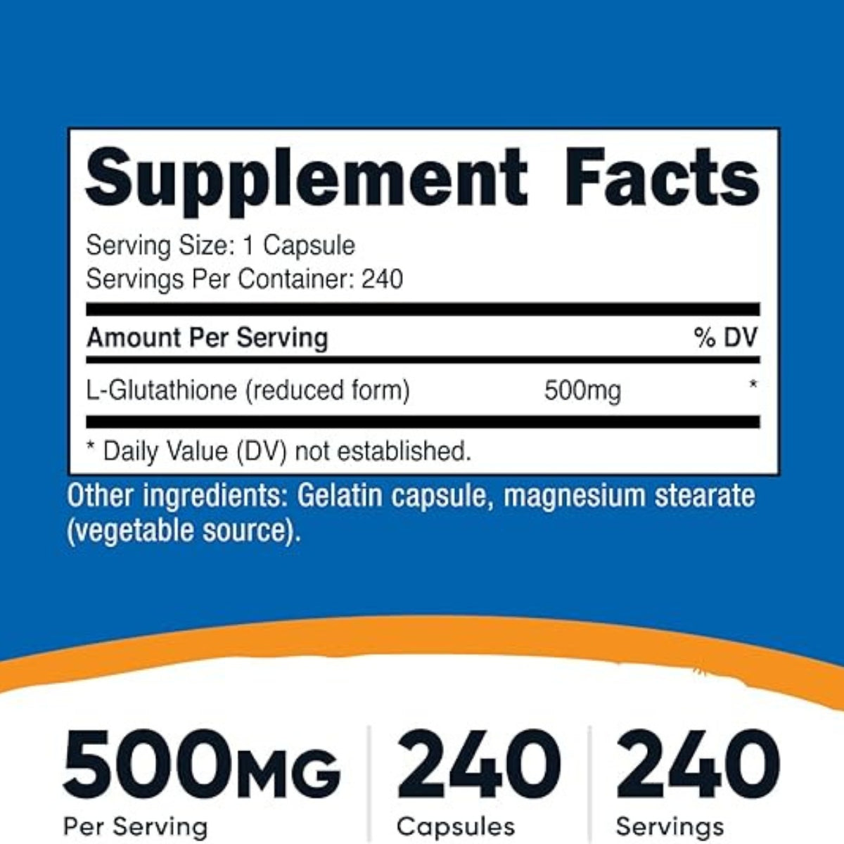 Glutathione 500 Mg 240 Capsulas Nutricost