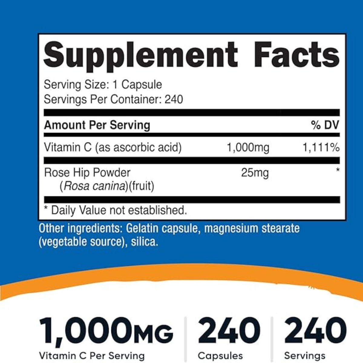 Vitamina C 1000 Mg 240 Capsulas Nutricost