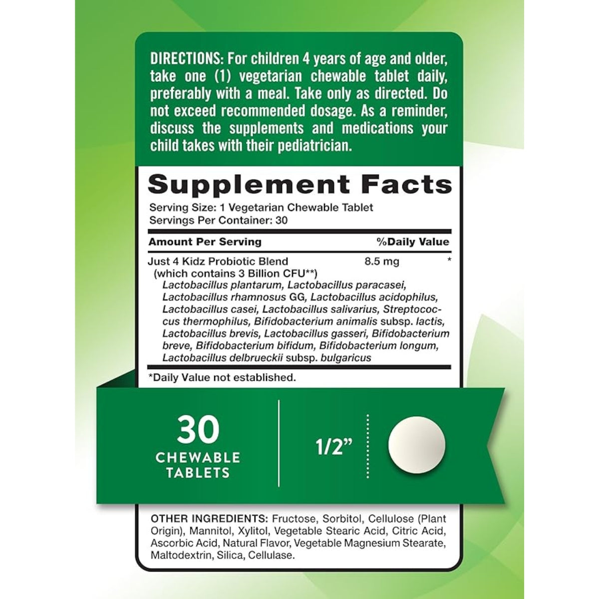 Probioticos Kids 3 Billones CFU 14 Cepas 30 Capsulas Natures Truth