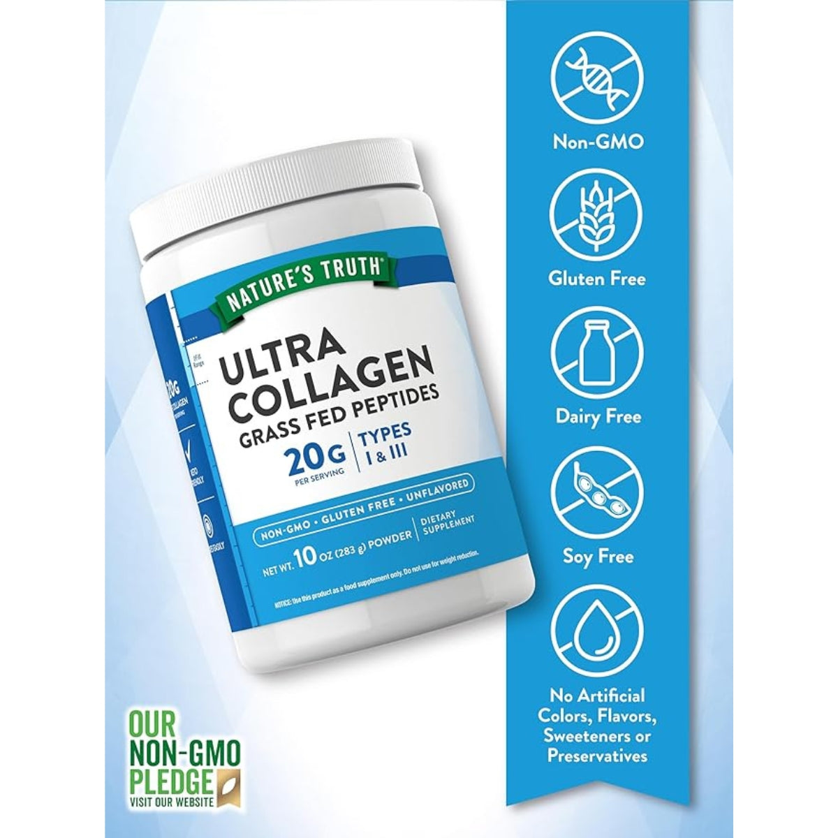 Peptidos De Colageno Ultra Tipo 1 y 3 283 Gr Natures Truth