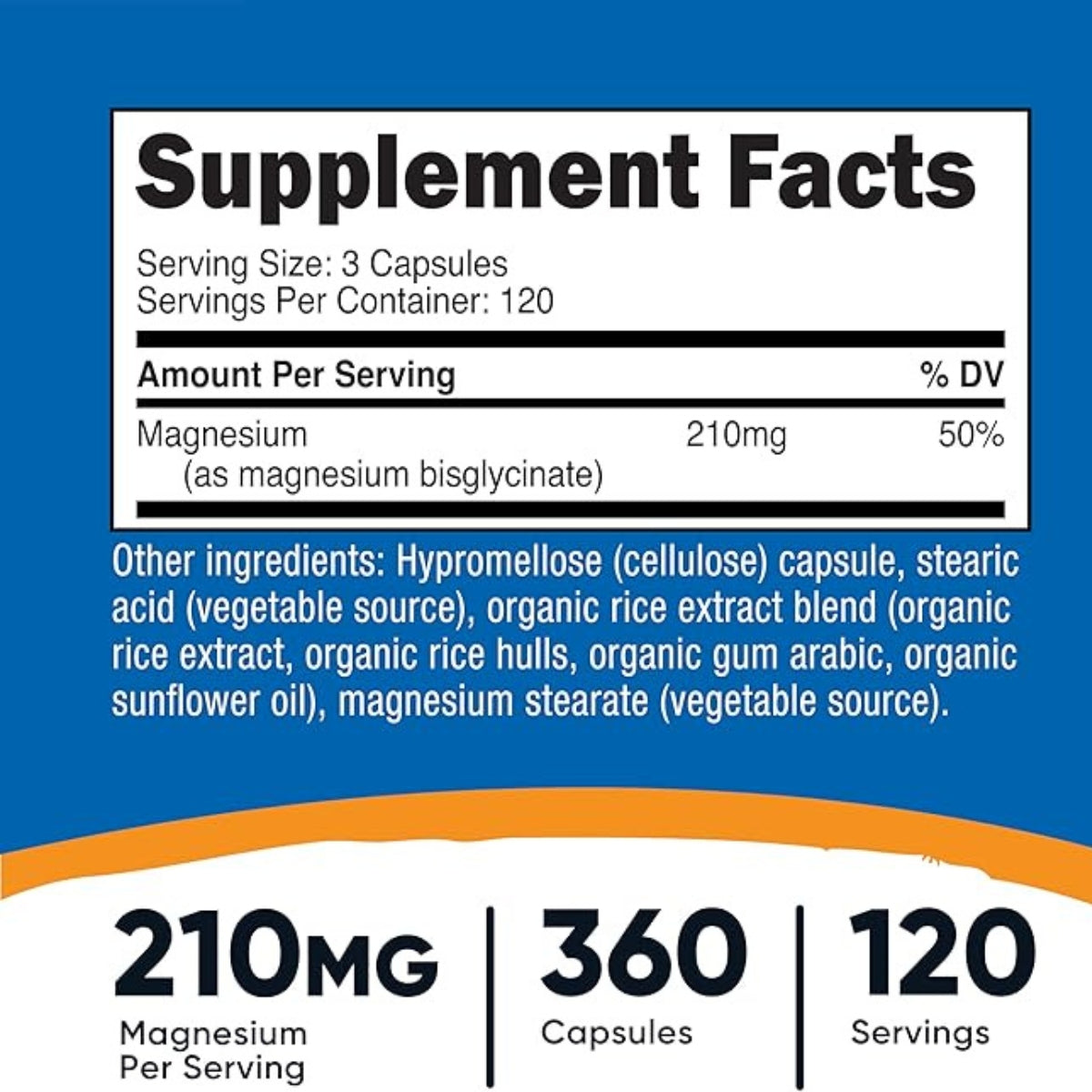 Magnesium Glycinate 420 Mg 360 Capsulas Nutricost