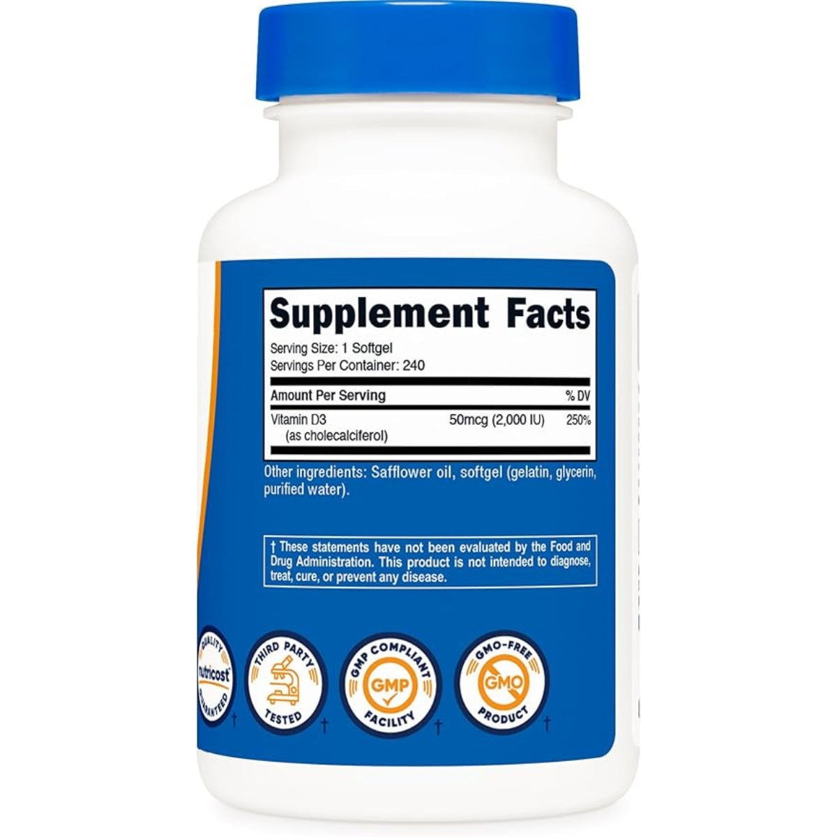 Vitamina D3 2000 IU 240 Softgels Nutricost