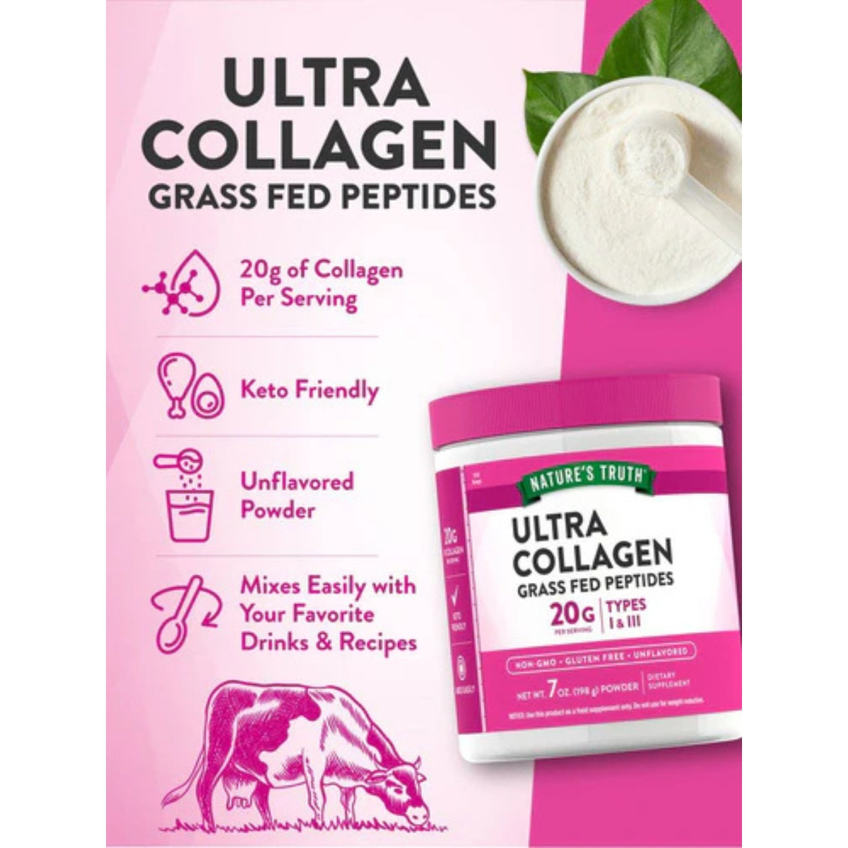 Peptidos De Colageno Ultra Tipo 1 y 3 198 Gr Natures Truth