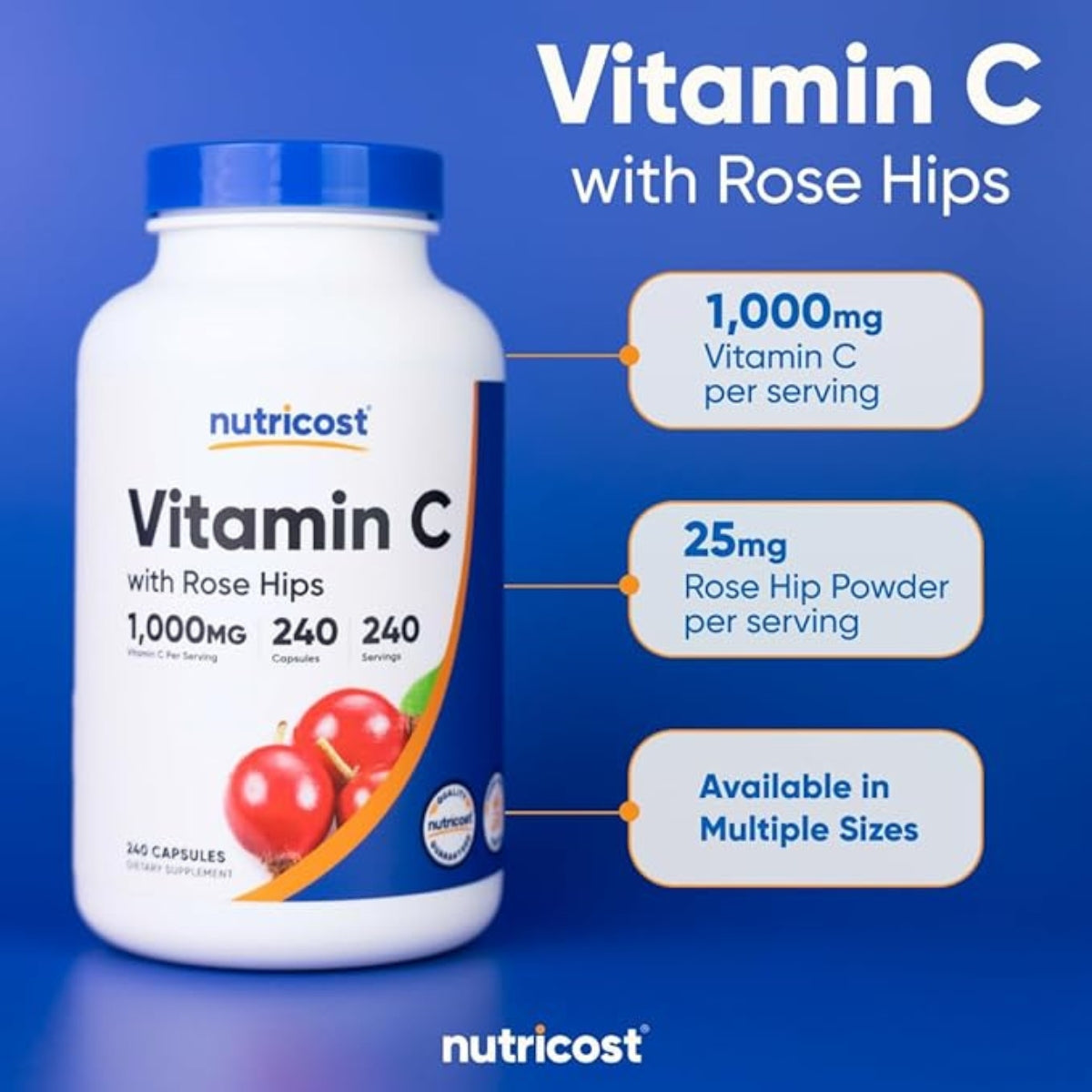 Vitamina C 1000 Mg 240 Capsulas Nutricost