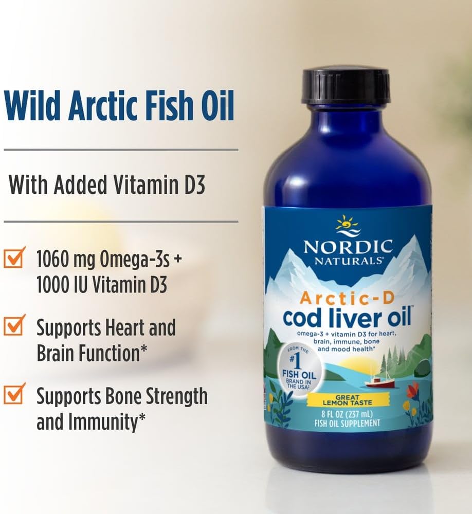 Arctic D Cod Liver Oil Limon 237 Ml Nordic Naturals