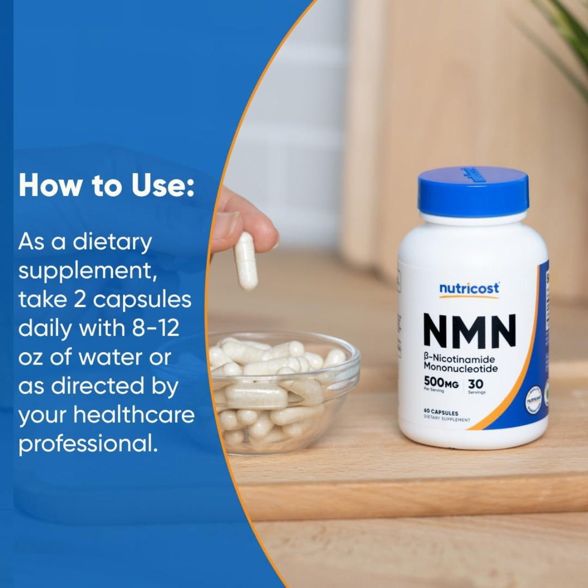 nmn nicotinamide mononucleotide 500 mg 60 capsulas nutricost