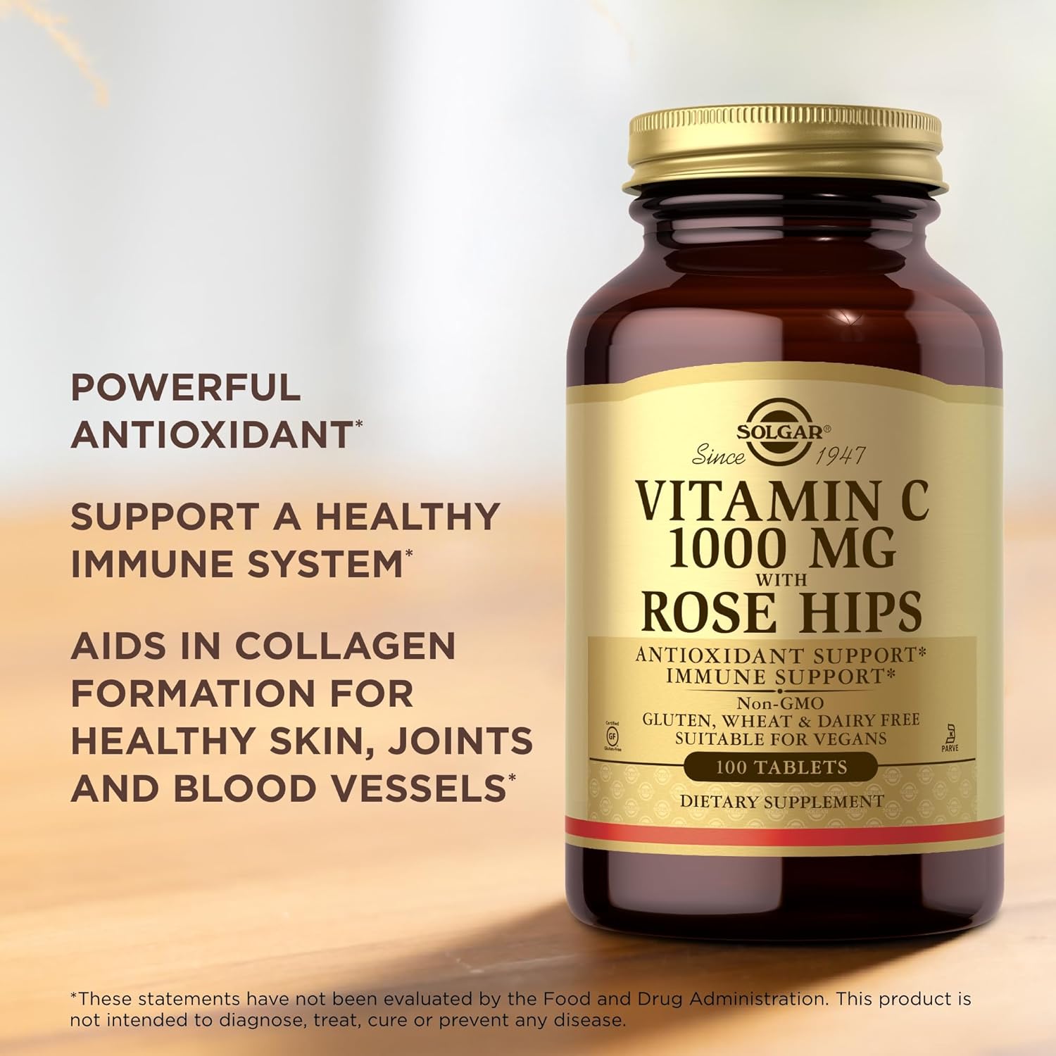 Vitamina C 1000 Mg With Rose Hips 100 Tabletas Solgar
