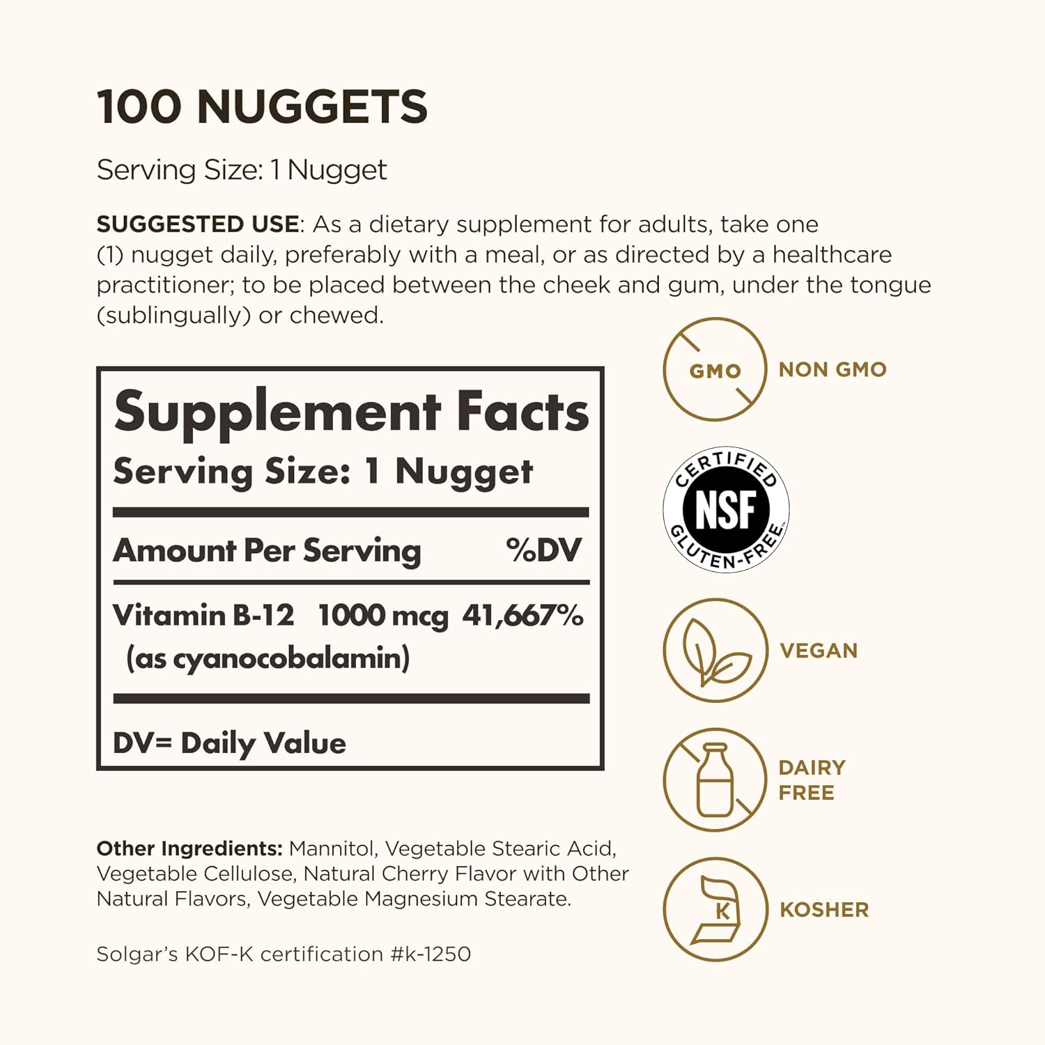 Vitamina B12 1000 Mcg Sublingual 100 Unidades Solgar