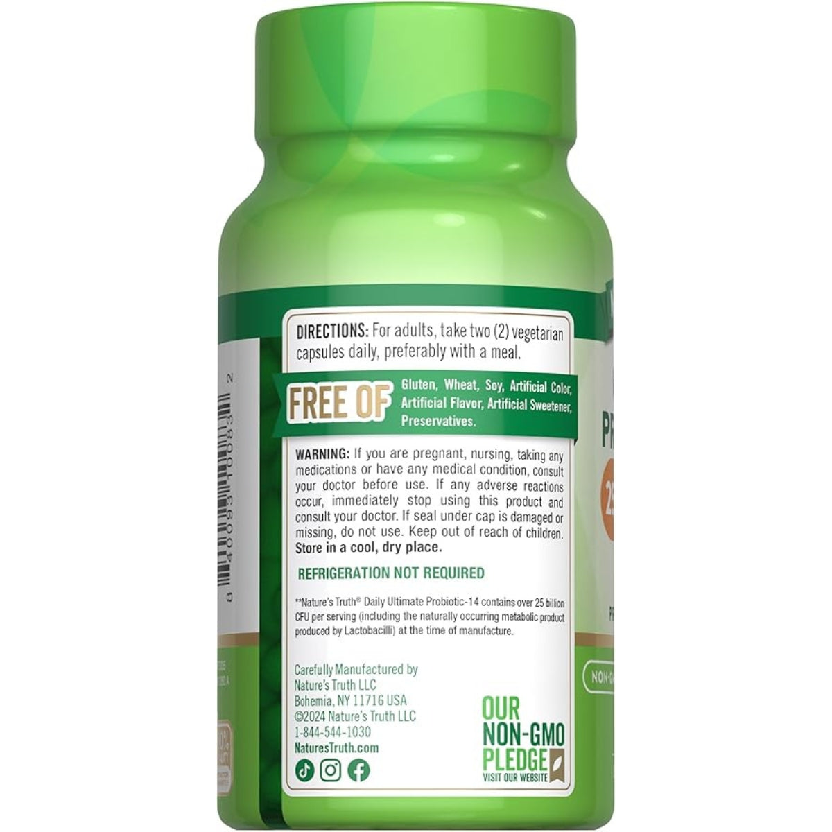 Probioticos 25 Billones CFU 14 Cepas 60 Capsulas Natures Truth