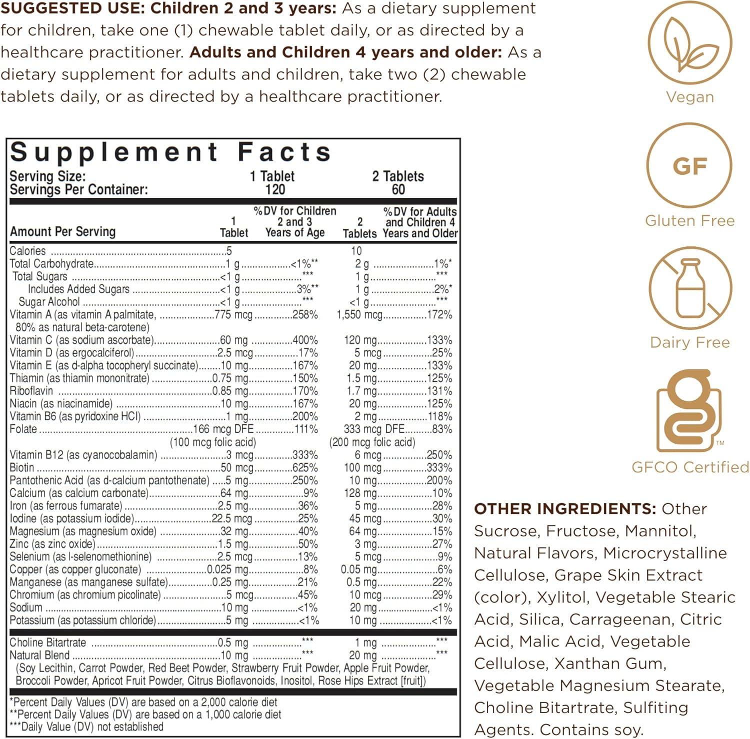 Kangavites Multivitamin Mineral B. Berry 120 Tabletas Solgar