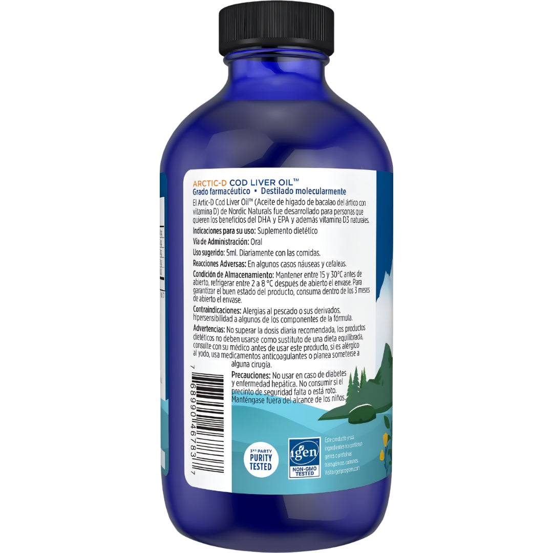 Aceite Arctic D Cod Liver Oil Naranja 237 Ml Nordic Naturals
