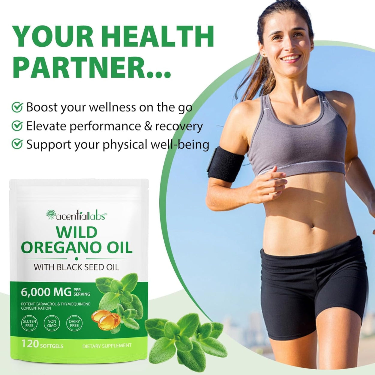 Aceite De Oregano Silvestre 6000Mg 120 Softgels Acentiallabs