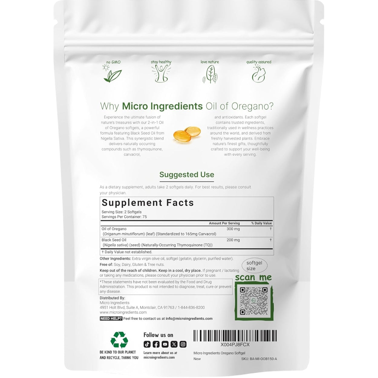 Aceite De Oregano 150 Capsulas Microingredients