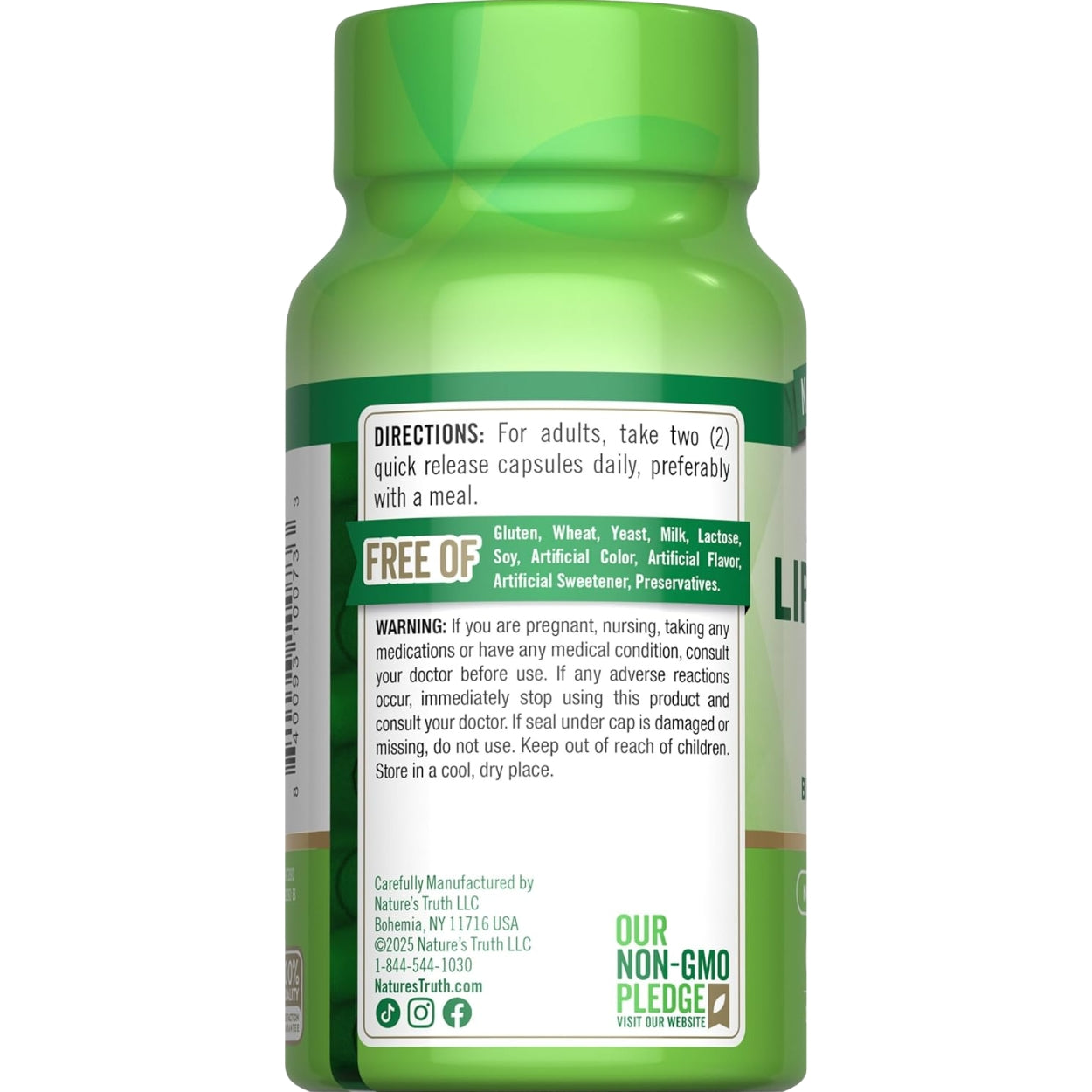 Acido Alpha Lipoico 600 Mg 60 Capsulas Natures Truth