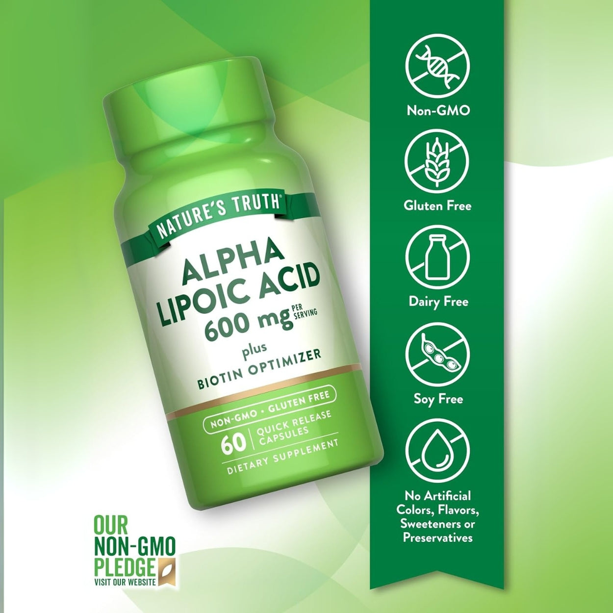 Acido Alpha Lipoico 600 Mg 60 Capsulas Natures Truth