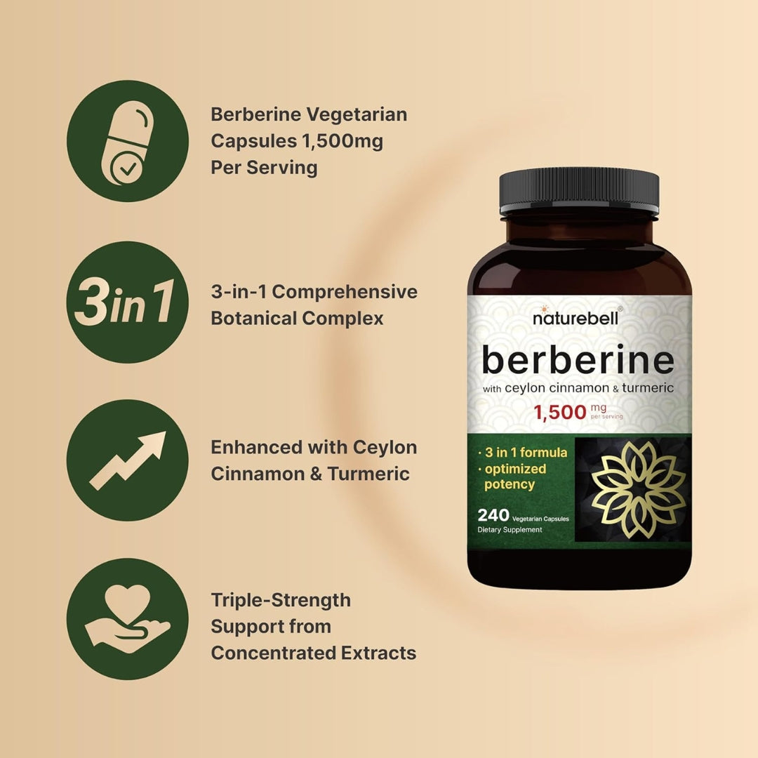 Berberina 1500 Mg 240 Capsulas Naturebell