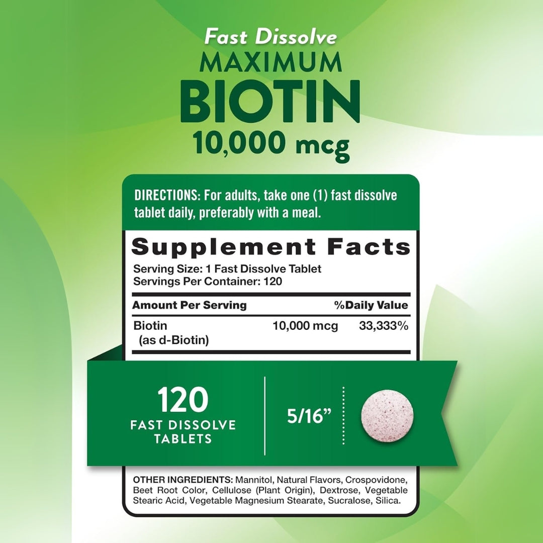Biotina 10000 Mcg 120 Tabletas Natures Truth