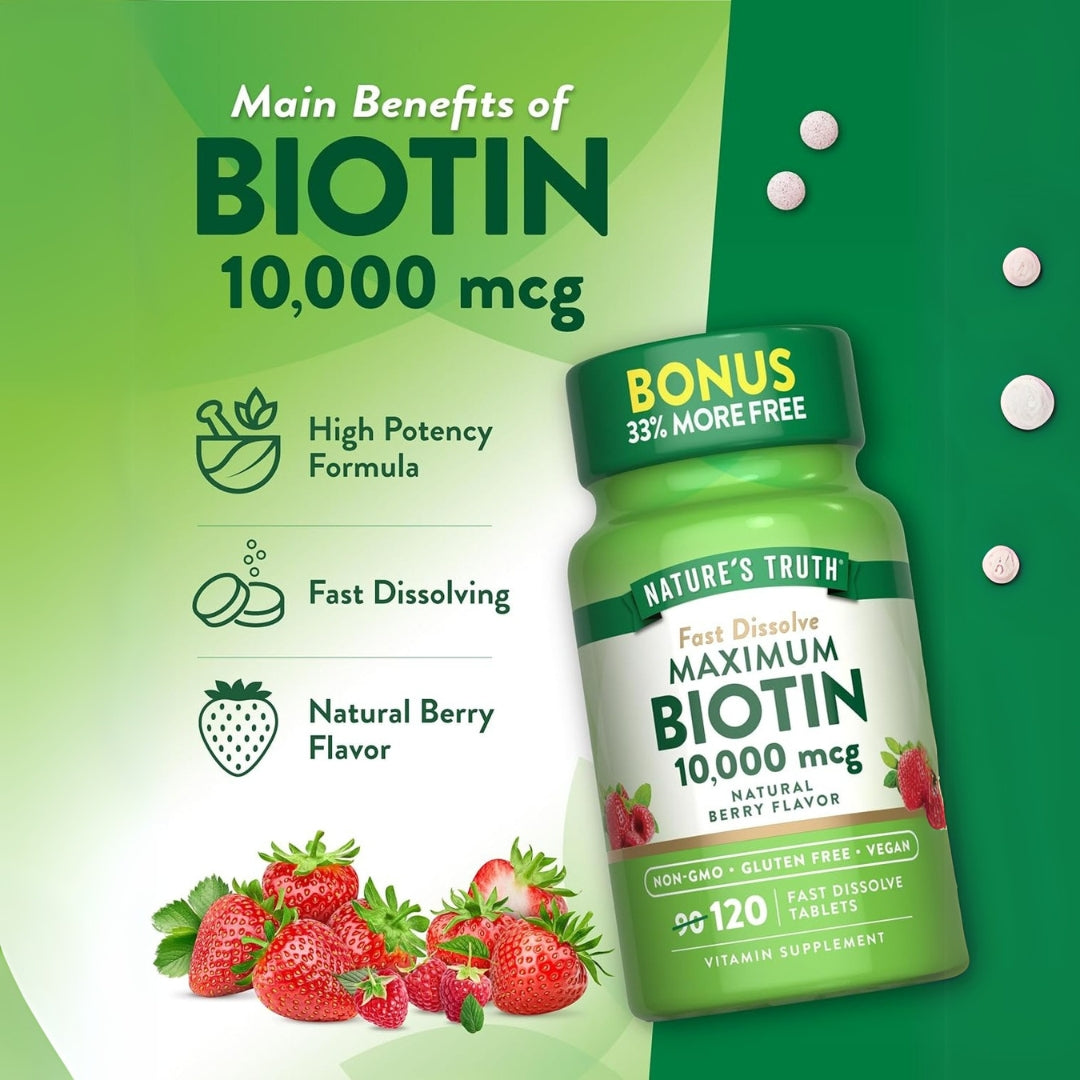 Biotina 10000 Mcg 120 Tabletas Natures Truth