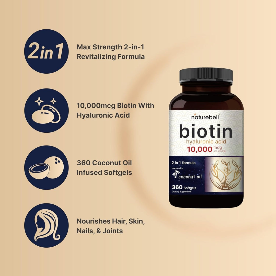 Biotina 10000 Mg 360 Softgels Naturebell