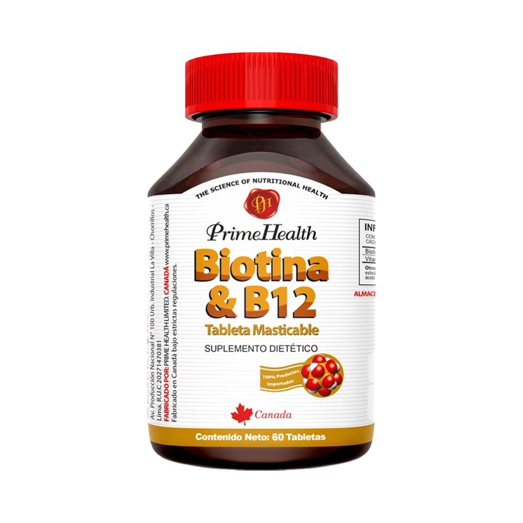 Biotina & B12 60 Tabeltas Prime Health