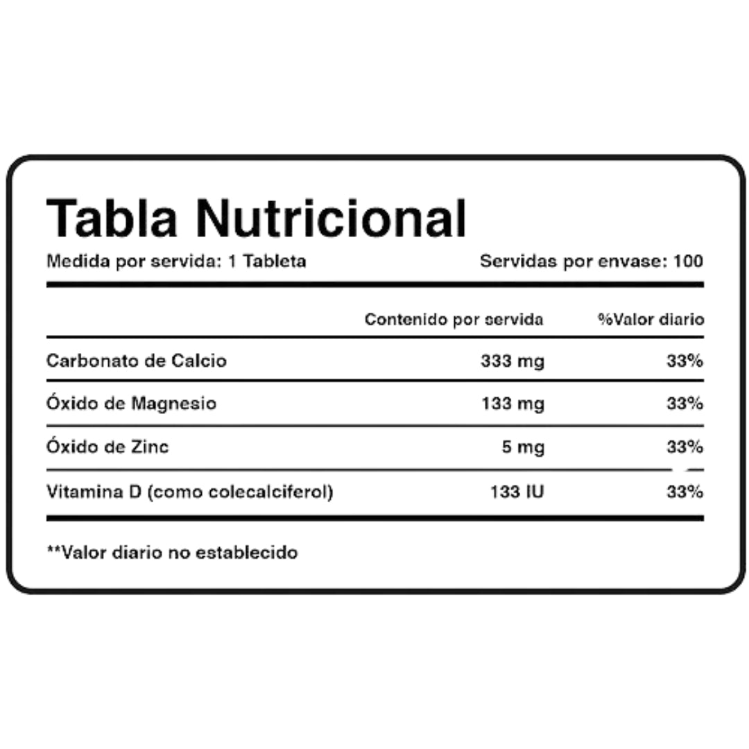 Calcio Magnesio Zinc Vitamina D 100 Tabletas Xtralife