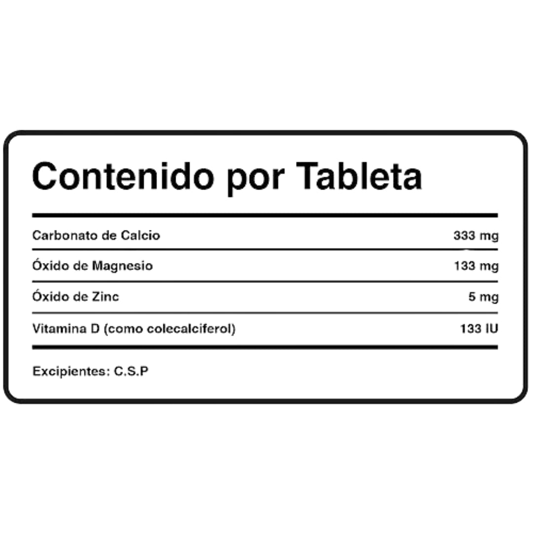 Calcio Magnesio Zinc Vitamina D 100 Tabletas Xtralife