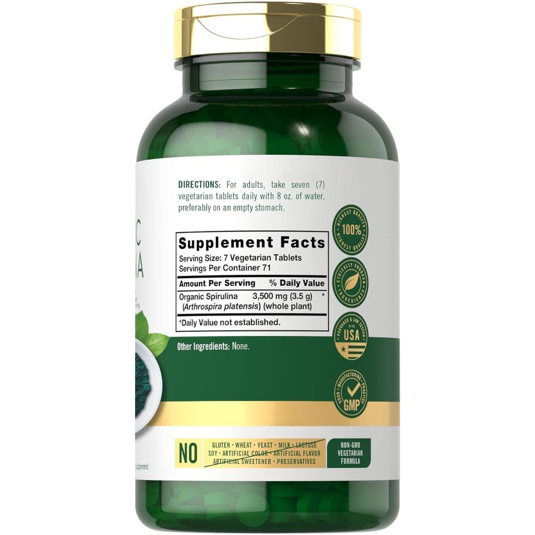 Espirulina Organica 3500 Mg 500 Tabletas Carlyle