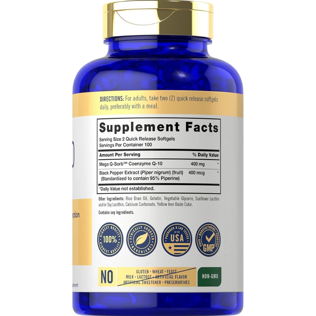 Coenzima Q-10 400 Mg 200 Softgels Carlyle