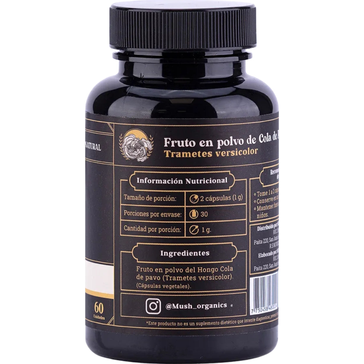 Cola De Pavo 30 Gr 60 Capsulas Mush Organics