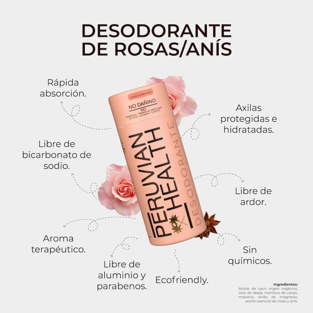Desodorante Natural Rosas Anis 79 Gr Peruvian Health