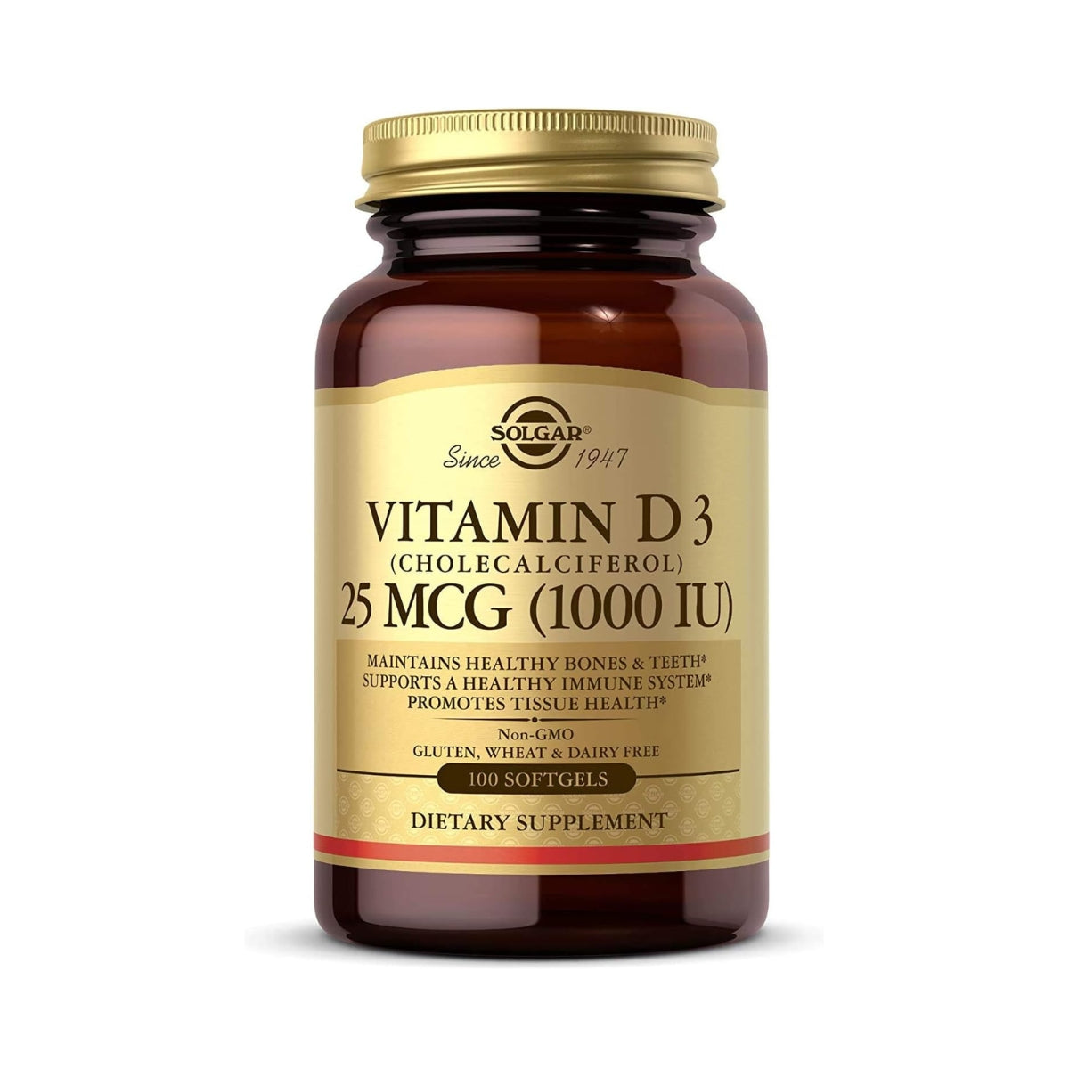 Vitamina D3 25 Mcg 1000 Iu 100 Softgels Solgar