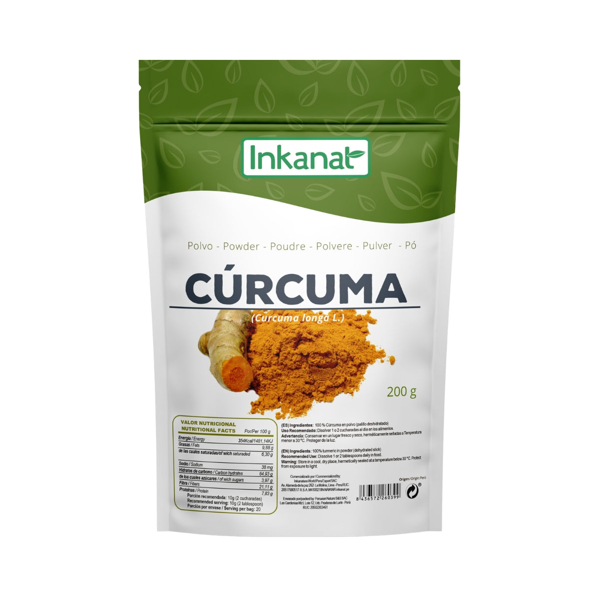 Curcuma En Polvo 200 Gr Inkanat