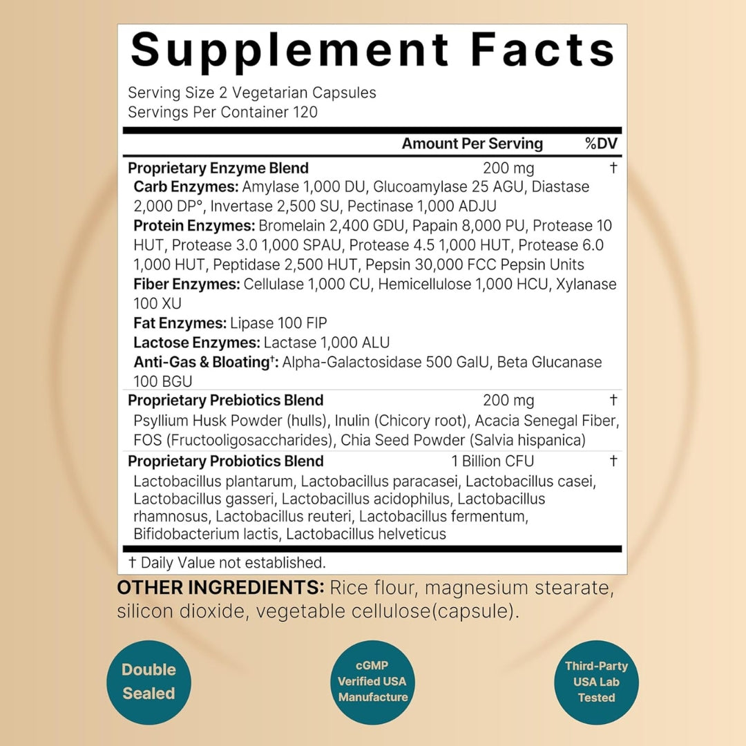 Enzimas Digestivas Con Probioticos 240 Capsulas Naturebell