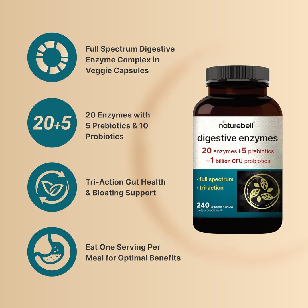 Enzimas Digestivas Con Probioticos 240 Capsulas Naturebell