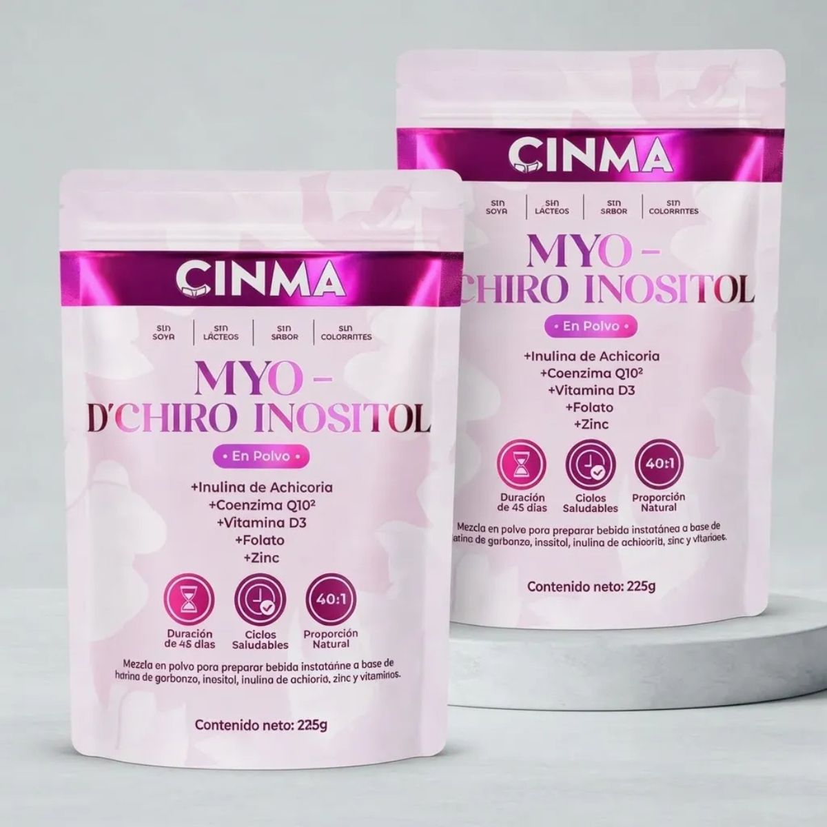 Inositol Myochiro Plus Con Acido Folico + Vitamina D3 + Zinc (225 g c/u)