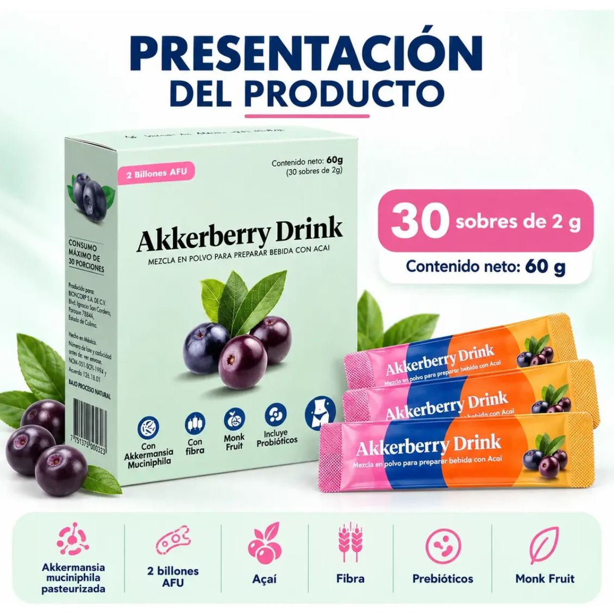 Akkerberry Drink 30 Sobres Flora Interior
