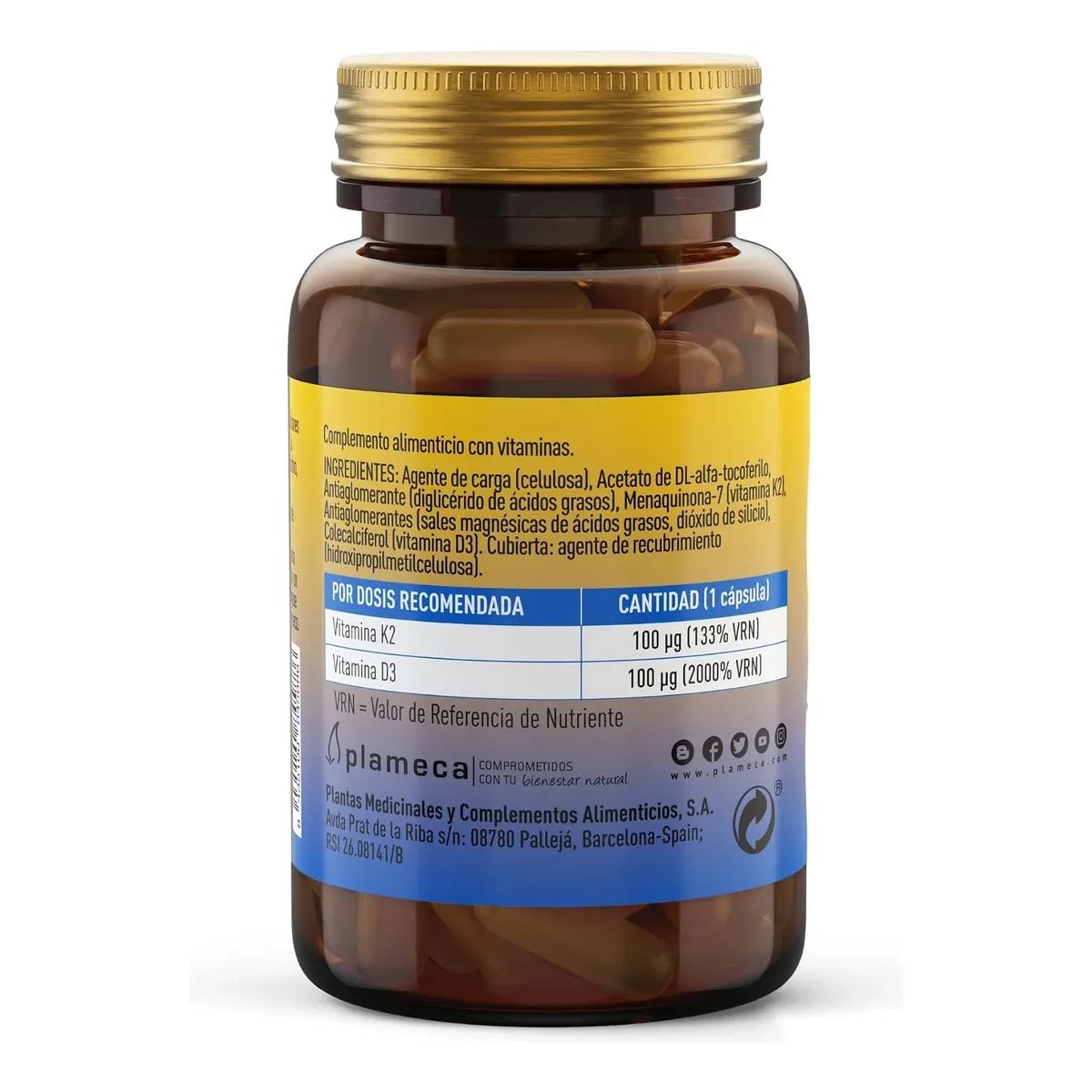 Vitamina D3 y K2 4000 Mg 60 Capsulas Plameca