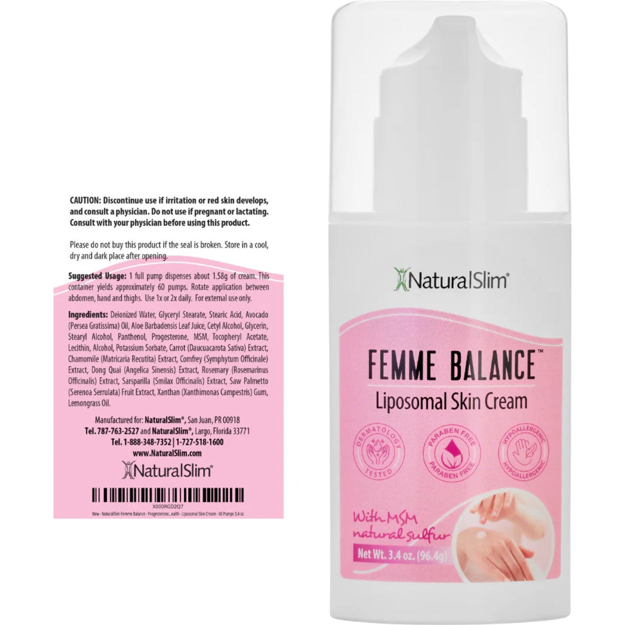 Femme Balance Crema De Progesterona 96.4 Gr Natural Slim
