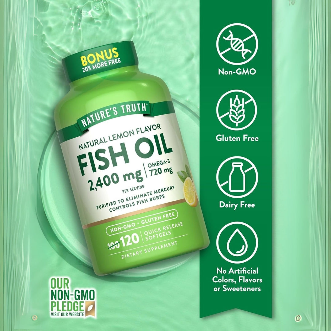 Fish Oil 2400 Mg Omega 3 120 Softgels Natures Truth