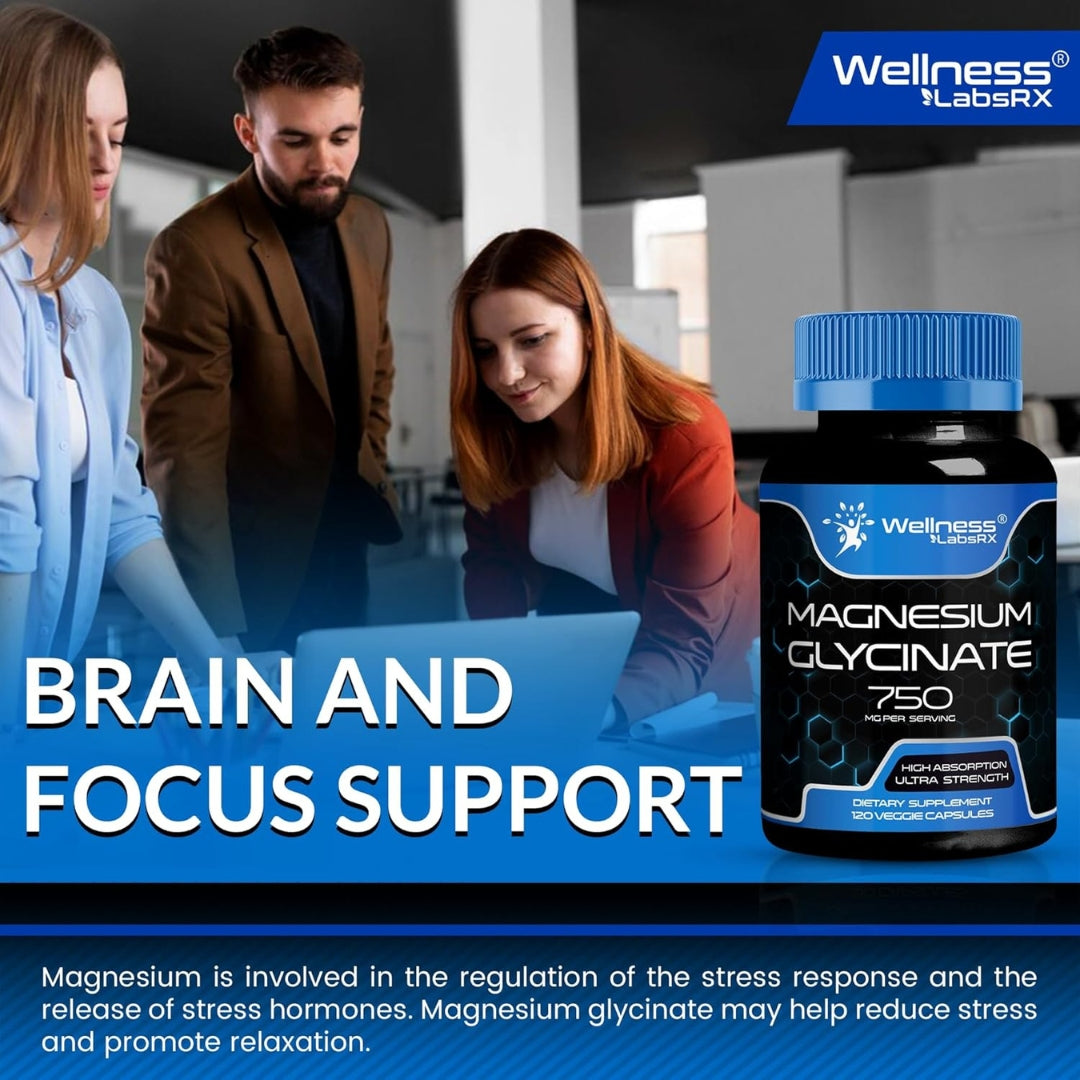 Glicinato De Magnesio 750 Mg 120 Capsulas Wellness