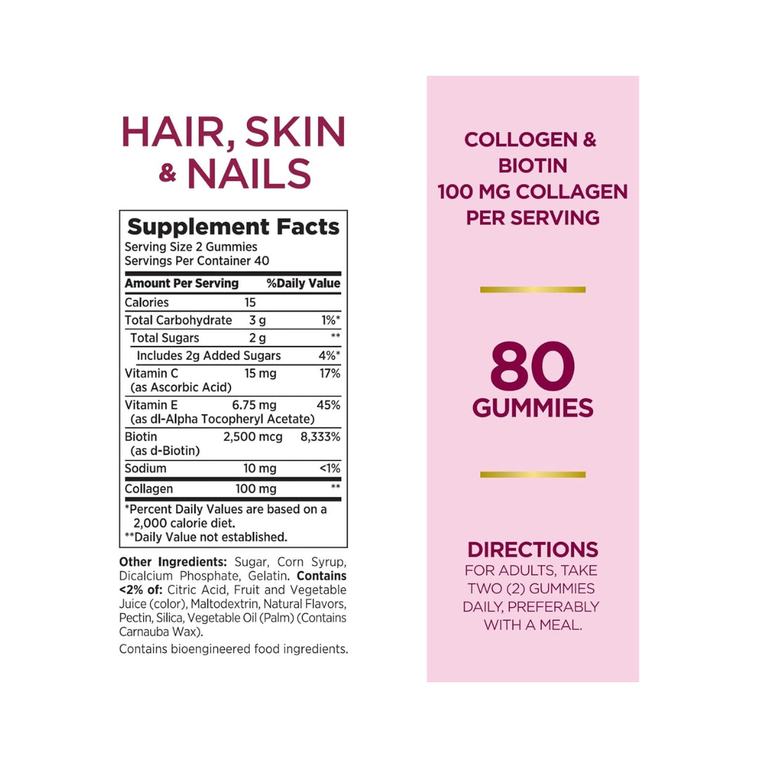 Gomitas Hair, Skim, Nails 80 Und Natures Bounty
