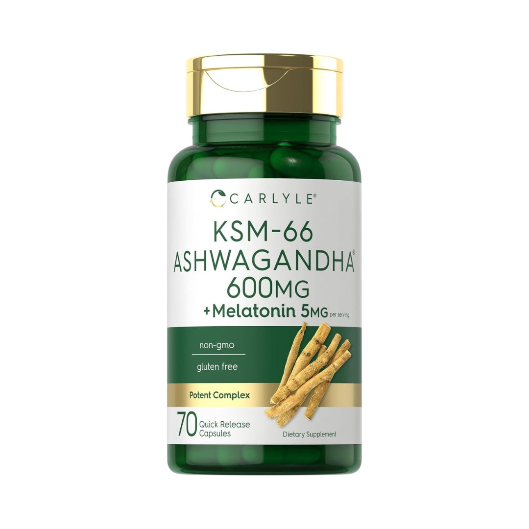 KSM 66 Ashwagandha 600 Mg Con Melatonina 5 Mg 70 Capsulas Carlyle