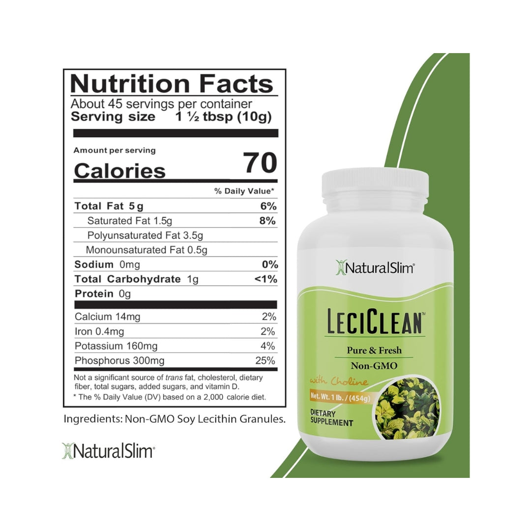 Leciclean Lecitina Granulada Con Colina 454 Gr Natural Slim