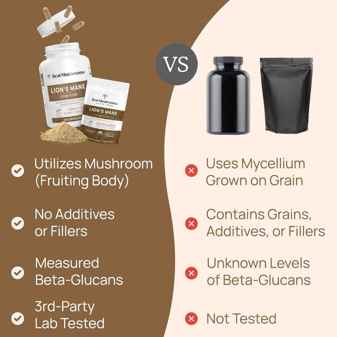 Melena de león 120 Capsulas Suplemento cerebral Real Mushrooms