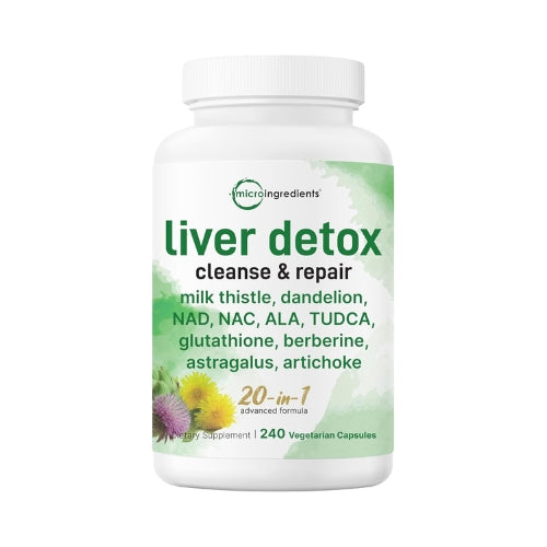 Liver Detox Cardo Mariano Diente de Leon Nad Nac Ala Tudca Glutation Berberina 20 en 1 240 Capsulas Microingredients